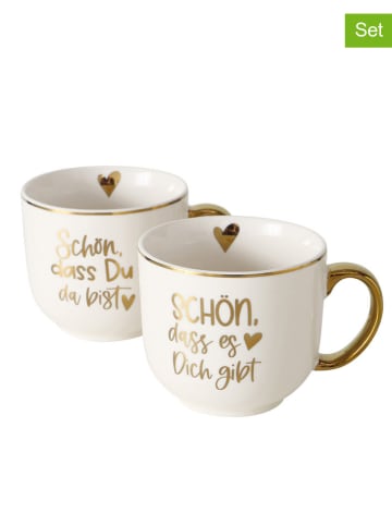 Boltze 2er-Set: Becher "You" in Weiß/ Gold - 300 ml