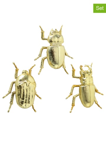 Boltze 3-delige set: decoratieve figuur "Kever" goudkleurig - (H)3,5 cm