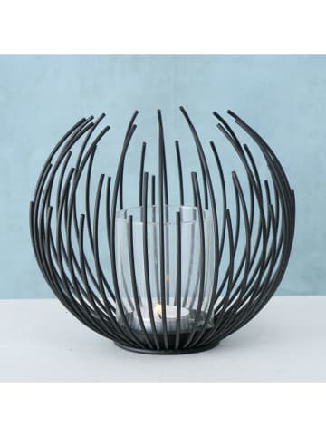 Boltze Windlicht "Cylon" in Schwarz - (H)16 cm