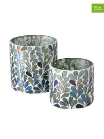 Boltze 2er-Set: Windlichter "Kirkas" in Grün