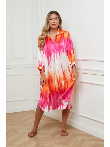 Plus Size Company Kleid in Pink/ Orange/ Weiß