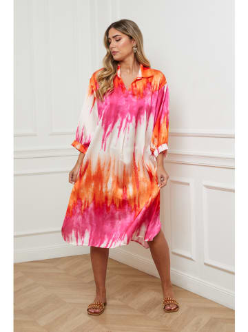 Plus Size Company Kleid in Pink/ Orange/ Weiß