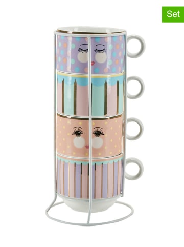 Miss Étoile 5-delige set: koffiekoppen meerkleurig - (H)8 x Ø 9 cm