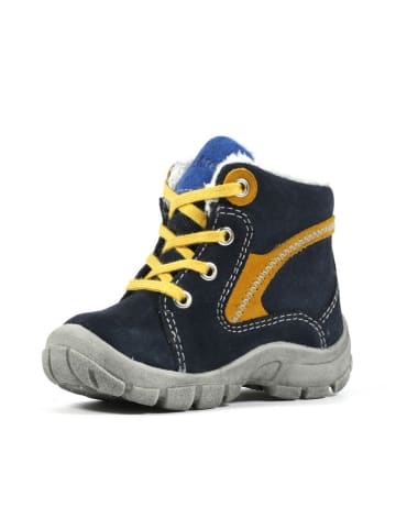 Richter Shoes Skórzane buty trekkingowe w kolorze granatowo-żółtym
