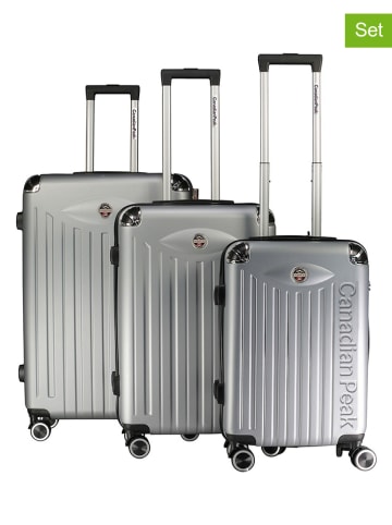 Canadian Peak 3-delige hardcase-trolleyset "Softlesseak" zilverkleurig