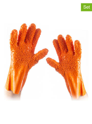 InnovaGoods 2er-Set: Gemüseputzhandschuhe in Orange - (L)27 cm