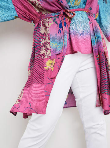SAMOON Kardigan w kolorze różowo-turkusowym