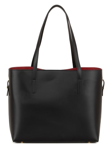 Mia Tomazzi Leren schoudertas "Gracchi" zwart - (B)35 x (H)30 x (D)15 cm