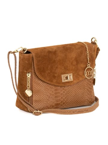 Mia Tomazzi Leren schoudertas "Dergano" camel - (B)30 x (H)35 x (D)15 cm