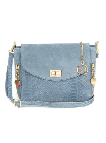 Mia Tomazzi Leren schoudertas "Dergano" lichtblauw - (B)21 x (H)26 x (D)16 cm