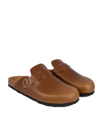 BABUNKERS Family Leren clogs cognackleurig