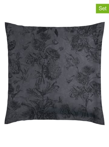 Rodier 2-delige set: satijnen kussenhoezen "Toile Fleurie" antraciet