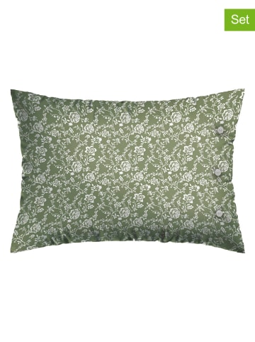 Rodier Poszewki satynowe (2 szt.) "Parterre de Roses" w kolorze zielonym na poduszkę
