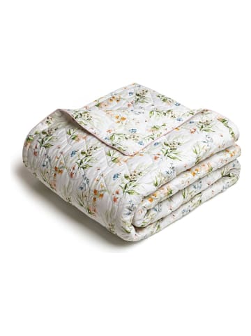 Rodier Satin-Tagesdecke "Jardin de Fleurs" in Weiß