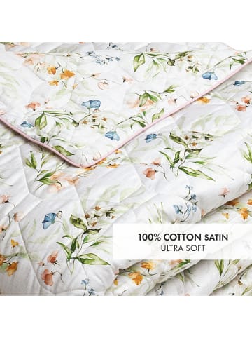Rodier Satin-Tagesdecke "Jardin de Fleurs" in Weiß