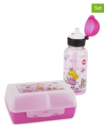 Emsa 2-delige set: drinkfles en broodtrommel roze