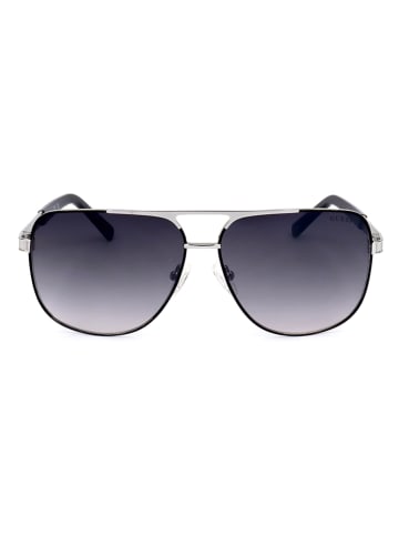 Guess Męskie okulary przeciwsłoneczne w kolorze srebrno-czarno-niebieskim