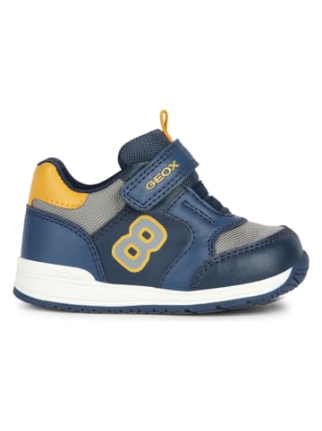 Geox Leder-Sneakers "Rishon" in Blau/ Gelb