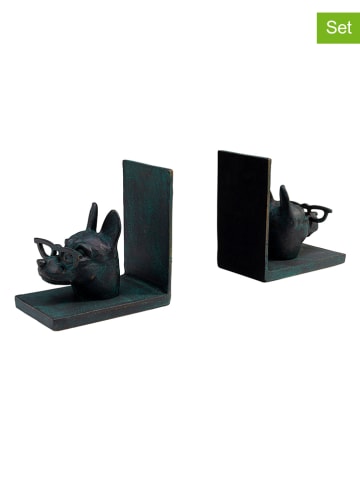 Kare 2-delige set: boekensteunen "Smart Doggo" zwart - (B)32 x (H)17 x (D)12 cm