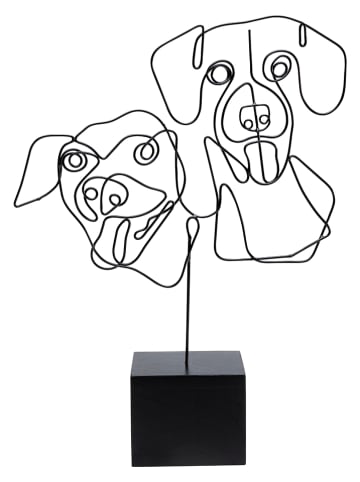 Kare Dekoobjekt "Dog Faces" in Schwarz - (B)28 x (H)38 x (T)10 cm