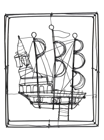Kare Figurka dekoracyjna "Sail Boat" w kolorze czarnym - 23 x 28 x 8 cm
