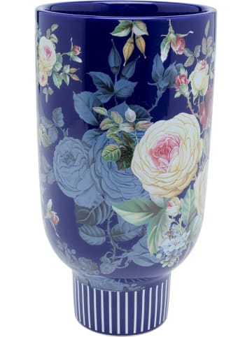 Kare Decoratieve vaas "Rose" blauw/meerkleurig - (H)26 x Ø 14 cm