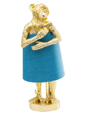 Kare Tafellamp "Animal - Monkey" goudkleurig/blauw - (H)56 x Ø 23 cm