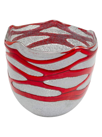 Kare Vase "Etna" in Grau/ Rot - (H)19 x Ø 20 cm