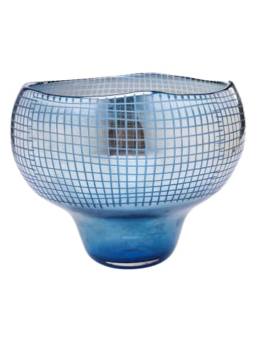 Kare Vase "Grid" in Blau - (H)28 x Ø 35 cm