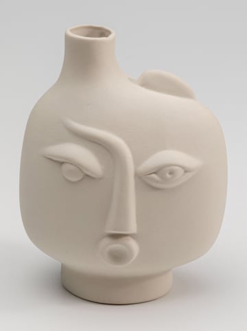 Kare Wazon "Spherical Face Left" w kolorze beżowym - wys. 16 cm