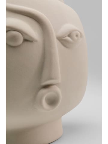 Kare Wazon "Spherical Face Left" w kolorze beżowym - wys. 16 cm