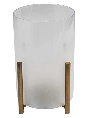 Kare Windlicht "Pillar" in Weiß/ Gold - (H)25 x Ø 19 cm