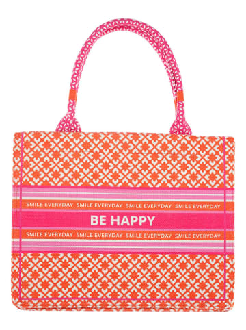 Zwillingsherz Henkeltasche in Orange/ Pink - (B)43 x (H)34 x (T)14 cm