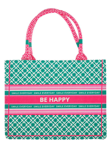 Zwillingsherz Handtas groen/roze - (B)41 x (H)32 x (D)16 cm