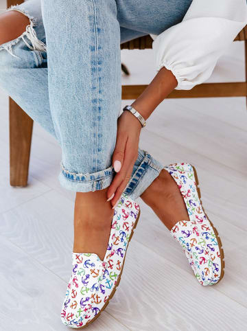 Zapato Leren mocassins wit/meerkleurig