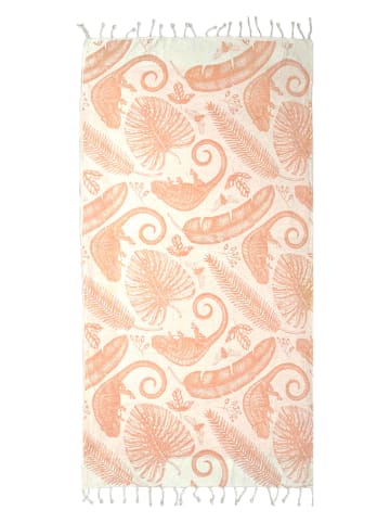 Naf Naf Ręcznik plażowy "Selva" w kolorze jasnoróżowo-białym