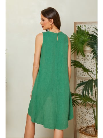 Lin Passion Lniana sukienka w kolorze zielonym
