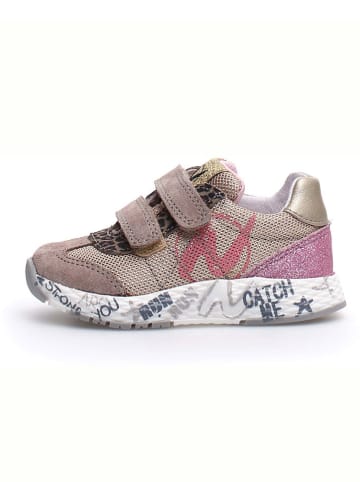 Naturino Skórzane sneakersy "Hess" w kolorze złoto-jasnoróżowym