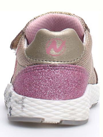 Naturino Skórzane sneakersy "Hess" w kolorze złoto-jasnoróżowym