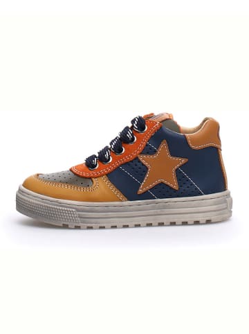 Naturino Skórzane sneakersy "Hess" w kolorze granatowo-pomarańczowym