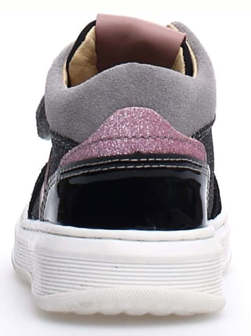Naturino Skórzane sneakersy "Otzar" w kolorze czarno-jasnoróżowo-szarym