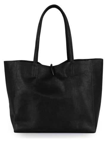 Mia Tomazzi Leder-Schultertasche "Spoleto" in Schwarz - (B)34 x (H)28 x (T)14 cm