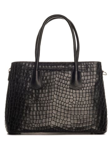 Mia Tomazzi Leder-Schultertasche "Allia" in Schwarz - (B)40 x (H)33 x (T)16 cm