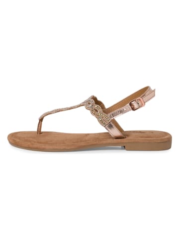 Tamaris Leren teensandalen roségoudkleurig