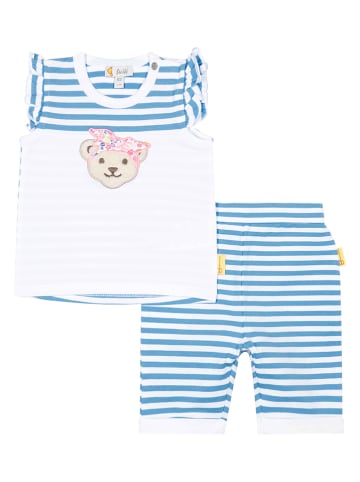 Steiff 2-delige outfit blauw/wit