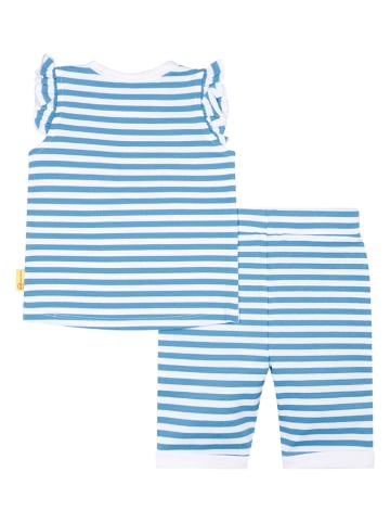 Steiff 2-delige outfit blauw/wit