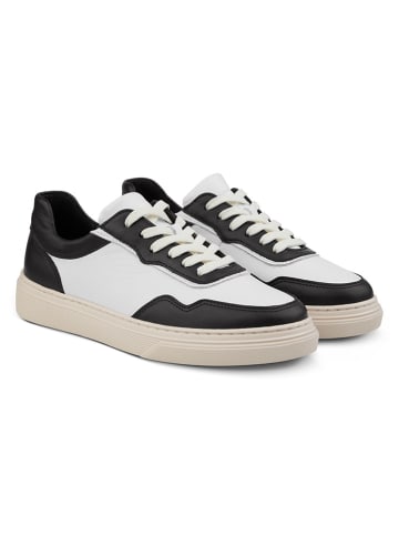 LaShoe Leder-Sneakers in Weiß/ Schwarz