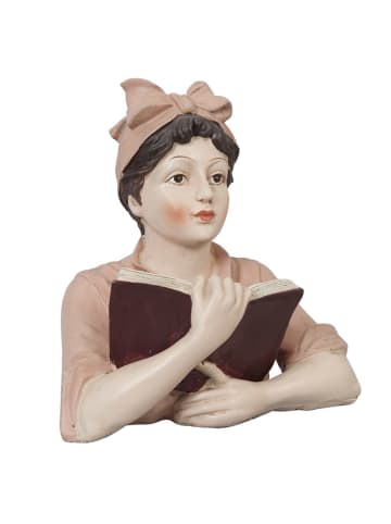 Clayre & Eef Decoratief figuur "Vrouw" lichtroze/beige - (B)16 x (H)19 x (D)11 cm