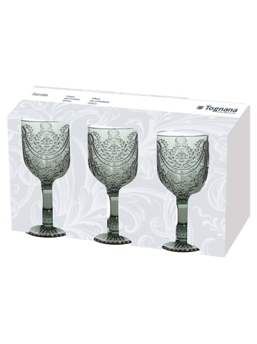 Tognana 3er-Set: Stielgläser ''Savoia'' in Grau - 320 ml