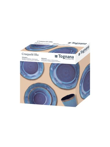 Tognana 16-delig tafelservies "Show Pla Craquele" blauw